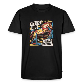 Les yeux vers le haut, les talons vers le bas - T-shirt Premium bio Homme - noir - Devant - Nico (187cm)