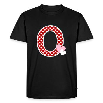 Letter o heart - Men's Premium Organic T-Shirt - black - Front - Nico (187cm)