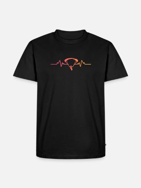 Paragliding-Herzschlag-Gleitschirm - Männer Premium Bio T-Shirt - Schwarz