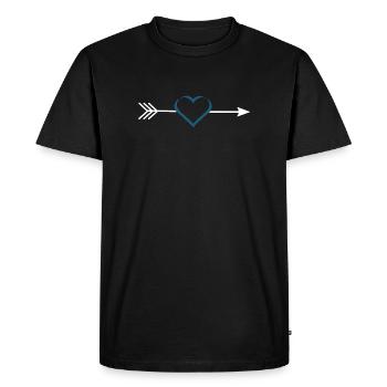 blue heart with arrow Valentine's Day gift - Men's Premium Organic T-Shirt - black - Front - Nico (187cm)