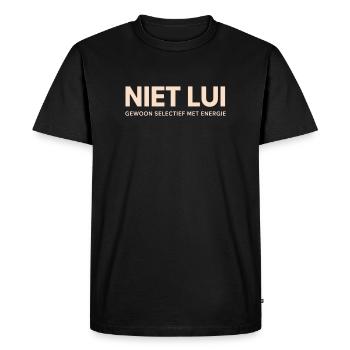 Not lazy. Just selective with energy. - Men's Premium Organic T-Shirt - black - Front - Nico (187cm)