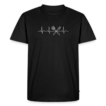 BBQ Grilling Heartbeat Funny Grill Master Gift - Men's Premium Organic T-Shirt - black - Front - Nico (187cm)