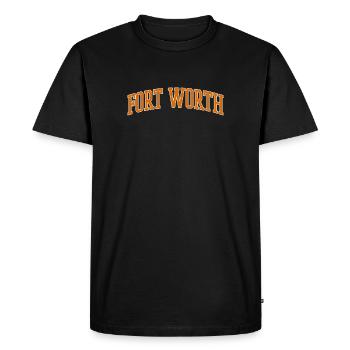 Fort Worth Collegiate Arch - Men's Premium Organic T-Shirt - black - Front - Nico (187cm)
