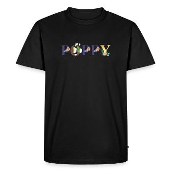 Poppy Name Art With Flowers Embroidered - Men's Premium Organic T-Shirt - black - Front - Nico (187cm)