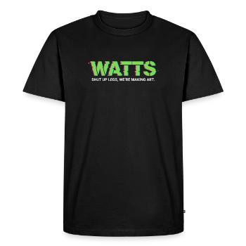 WATTS Neon Pop Art Tee - Men's Premium Organic T-Shirt - black - Front - Nico (187cm)