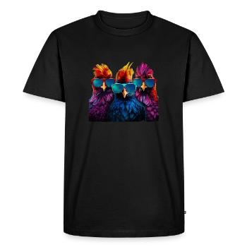Trois poulets cool cadeau de vacances fermier agriculteurs - T-shirt Premium bio Homme - noir - Devant - Nico (187cm)