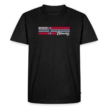 Bergen - Norway Flag - Norge - Norwegen Flagge - Men's Premium Organic T-Shirt - black - Front - Nico (187cm)