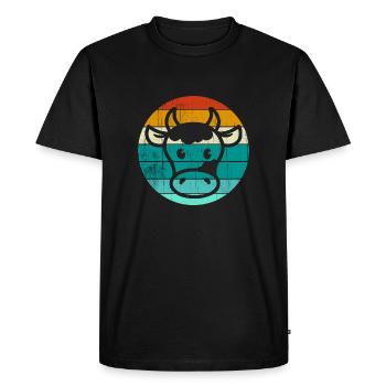 Vache visage drôle ferme alpage élevage - T-shirt Premium bio Homme - noir - Devant - Nico (187cm)