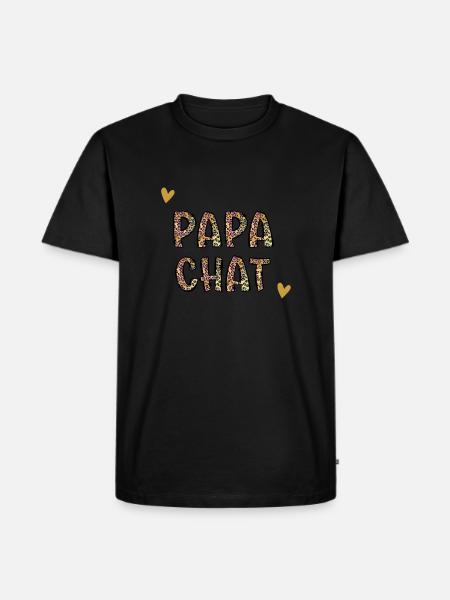 papa chat - T-shirt Premium bio Homme - noir