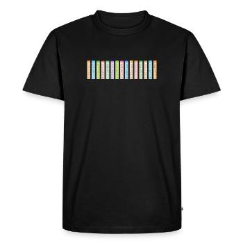 Table de multiplication colorée numérotée 15x15 - T-shirt Premium bio Homme - noir - Devant - Nico (187cm)