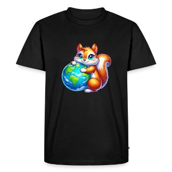 Écureuil pour la Terre, Protection de l’environnement, Conservation de la nature - T-shirt Premium bio Homme - noir - Devant - Nico (187cm)