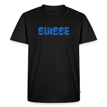 SUISSE. HUMOUR. PAYS. DRAPEAU. GENEVE. LAUSANNE - T-shirt Premium bio Homme - noir - Devant - Nico (187cm)