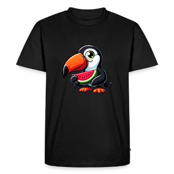 Toucan Bird of Paradise Watermelon Summer Fruit - Men's Premium Organic T-Shirt - black - Front - Nico (187cm)
