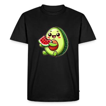 Sweet Avocado Melon Cartoon Fruit Summer - Men's Premium Organic T-Shirt - black - Front - Nico (187cm)