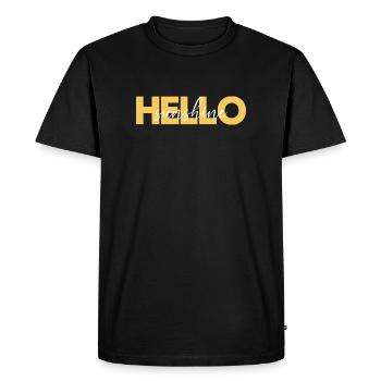 Hello Sunshine T-Shirt – Positive Vibes Aesthetic  - T-shirt Premium bio Homme - noir - Devant - Nico (187cm)