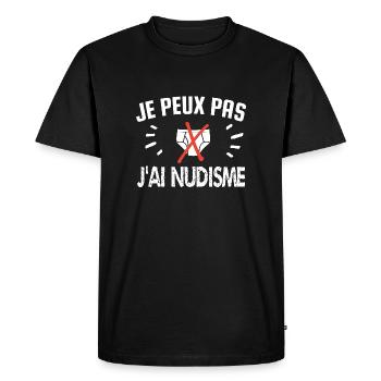 je peux pas j'ai nudisme - T-shirt Premium bio Homme - noir - Devant - Nico (187cm)