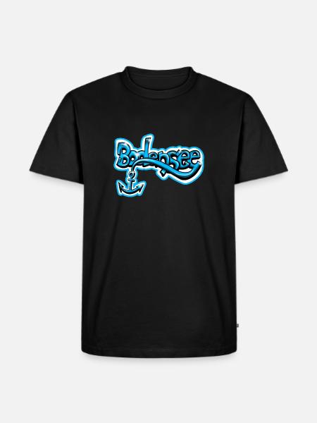 Bodensee Schriftzug - Männer Premium Bio T-Shirt - Schwarz
