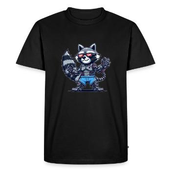 Conception de robot cyborg raton laveur - T-shirt Premium bio Homme - noir - Devant - Nico (187cm)