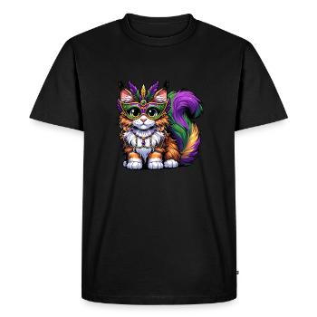 Mardi Gras Maine Coon, chat masqué - T-shirt Premium bio Homme - noir - Devant - Nico (187cm)