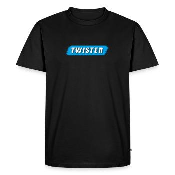 Twister lettrage bleu - T-shirt Premium bio Homme - noir - Devant - Nico (187cm)