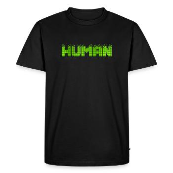 HUMAN Neon Pixel Glitch - Men's Premium Organic T-Shirt - black - Front - Nico (187cm)