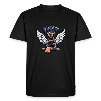 Cute Doberman Angel with Wings Design - Men's Premium Organic T-Shirt - black - Front - Nico (187cm)