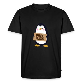 Free Hugs Penguin - Men's Premium Organic T-Shirt - black - Front - Nico (187cm)