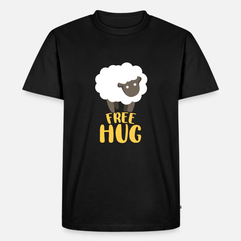 Umarmung Schaf - Männer Premium Bio T-Shirt - Schwarz