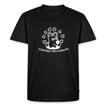 j'adore les chiots - T-shirt Premium bio Homme - noir - Devant - Nico (187cm)