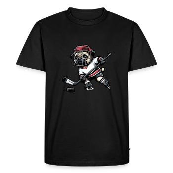 Carlin Joueur de hockey sur glace Chien Club de hockey sur glace - T-shirt Premium bio Homme - noir - Devant - Nico (187cm)