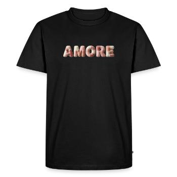 Cadeau patchwork en point peluche Amore - T-shirt Premium bio Homme - noir - Devant - Nico (187cm)