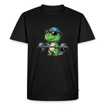 T-Rex Workout : Développé couché dinosaure pour - T-shirt Premium bio Homme - noir - Devant - Nico (187cm)