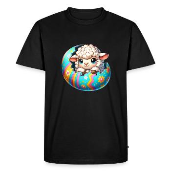 Éclosion d’agneau coloré de dessin animé d’oeuf de Pâques - T-shirt Premium bio Homme - noir - Devant - Nico (187cm)