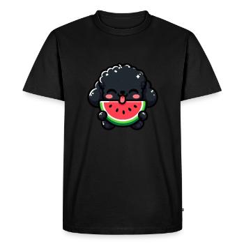 Summery poodle with watermelon - Men's Premium Organic T-Shirt - black - Front - Nico (187cm)