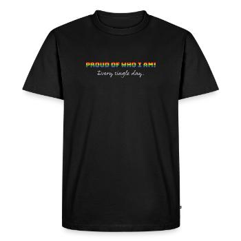 Fière de qui je suis queer | LGBTQIA+ - T-shirt Premium bio Homme - noir - Devant - Nico (187cm)