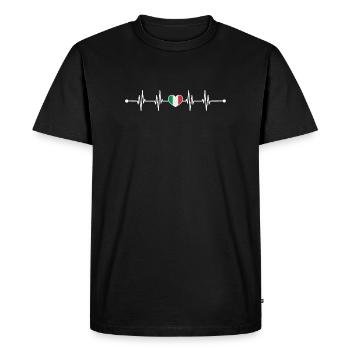 Italian Flag Heartbeat Design - Men's Premium Organic T-Shirt - black - Front - Nico (187cm)