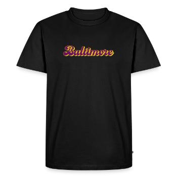 Baltimore Lettering USA Cities Design - T-shirt Premium bio Homme - noir - Devant - Nico (187cm)