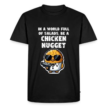 Croquettes de poulet Drôle Pépite de poulet Meme Pépite - T-shirt Premium bio Homme - noir - Devant - Nico (187cm)