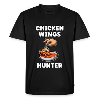 Poulet frit Ailes de poulet Poulet Cadeau - T-shirt Premium bio Homme - noir - Devant - Nico (187cm)