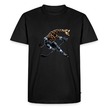 Cool Giraffe Ice Hockey Player Cartoon Design - Men's Premium Organic T-Shirt - black - Front - Nico (187cm)