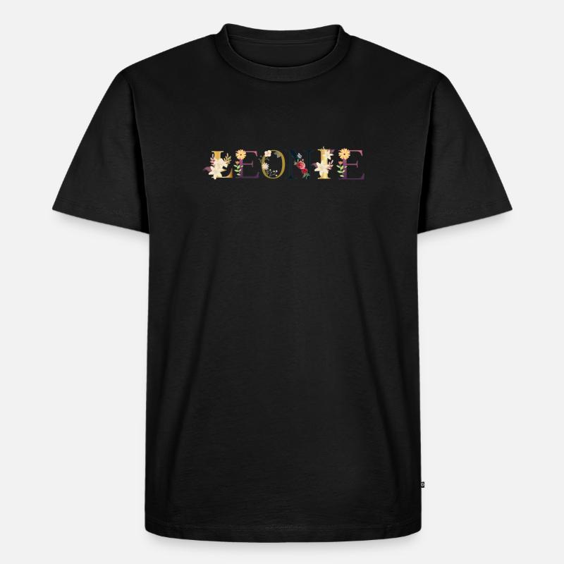 LEONIE Name mit Blumen geschmückt - Männer Premium Bio T-Shirt - Schwarz