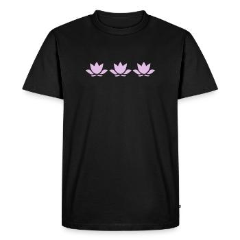 Fleur de lotus, fleur de lotus, fleur de lotus, yoga aux fleurs pastel - T-shirt Premium bio Homme - noir - Devant - Nico (187cm)