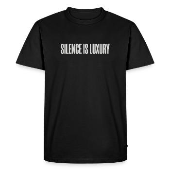 Design typographique minimaliste premium - T-shirt Premium bio Homme - noir - Devant - Nico (187cm)