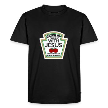 Rattrape-moi avec Jésus - T-shirt Premium bio Homme - noir - Devant - Nico (187cm)