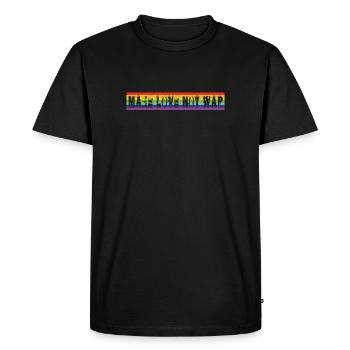 make love not war | Rainbow - Men's Premium Organic T-Shirt - black - Front - Nico (187cm)