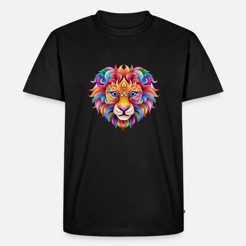 Mardi Gras Löwe - Comic-Stil - Männer Premium Bio T-Shirt - Schwarz