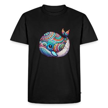 Artistiquement peint baleine éclosion de l’œuf de Pâques - T-shirt Premium bio Homme - noir - Devant - Nico (187cm)