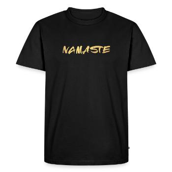 Yoga Namaste Or Écriture Méditation de luxe om - T-shirt Premium bio Homme - noir - Devant - Nico (187cm)