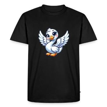 Ange cygne blanc avec ailes - T-shirt Premium bio Homme - noir - Devant - Nico (187cm)