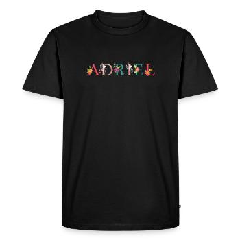 ADRIEL Name Art With Flowers Embroidered - Men's Premium Organic T-Shirt - black - Front - Nico (187cm)